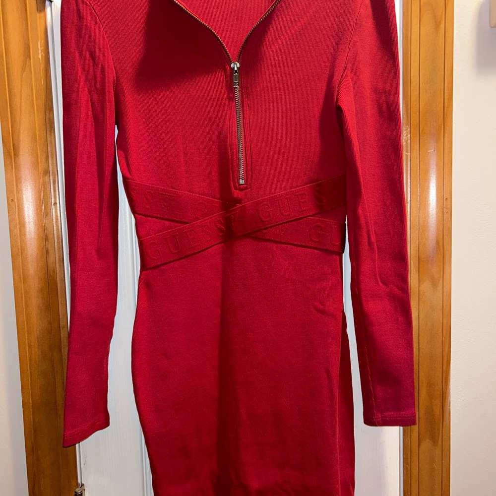 Guess Red Zip-Up Dress